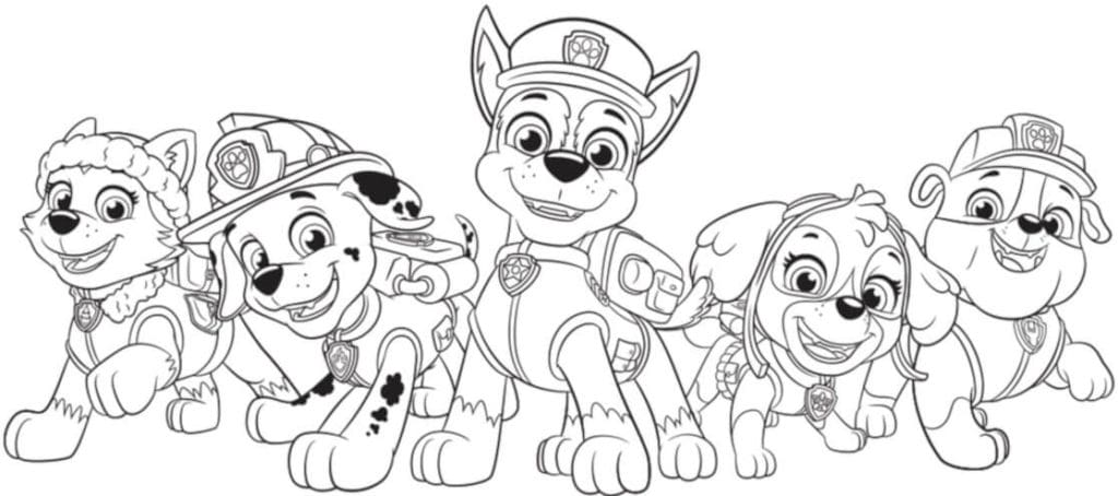 Paw Patrol Ausmalbild der ganzen Truppe