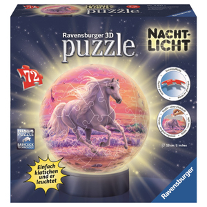 3D Puzzle-Ball - Pferde am Strand - Nachtlicht - 72 Teile