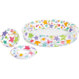 Pool-Set 2-Ring Sterne mit Wasserball + Schwimmring 