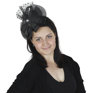 Faschings-Haarreif mit Tüllschleife in schwarz