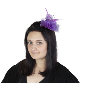 Minihut mit Pailetten, Federn und Tüll - lila