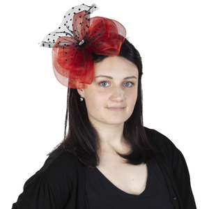 Faschings Haarreif mit Tüllschleife in  rot und schwarz