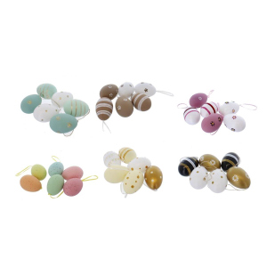 Ostereier zum Hängen - ca. 8 x 5,5 cm - 6 Stück - 1 Set