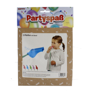 Besttoy Partyspaß - 5 Pfeifen mit Band