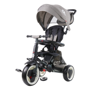 3in1 QPlay Kinderdreirad mit Dach - Rito Deluxe - grau