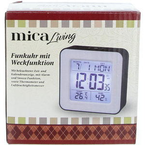 Funkuhr mit Weckfunktion - 10 x 3,5 x 10 cm