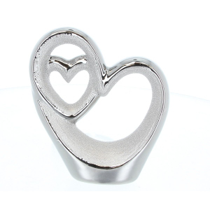 Standdeko - Herzsilhouetten - aus Keramik - ca. 13 x 4,5 x 14,5 cm - silber