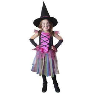 Kostüm - Regenbogenhexe - für Kinder - 3-teilig - verschiedene Größen