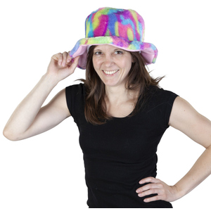 Faschingshut - Regenbogen-Plüsch - für Erwachsene