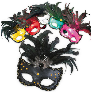 Augenmaske - mit Federn - 1 Stück