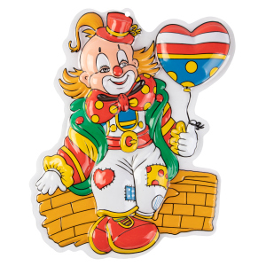 Wanddeko - Clown mit Luftballon - ca. 40 x 35 x 5 cm