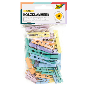 Dekoklammern - bunt - aus Holz - 48 Stück - 1 Set