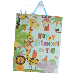 Geschenktasche Dschungeltiere - ca. 26 x 12,5 x 32 cm
