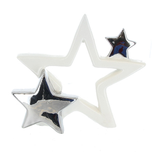 Sternsilhouette mit Sternen - aus Keramik - ca. 19x5,5x17 cm