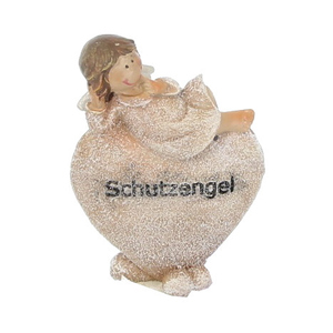 Schutzengel auf Herz - liegend - ca. 4 x 3,5 x 8,5 cm