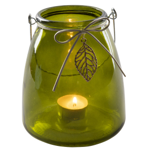 Teelichtglas - Blatt - ca. 13 x 15 cm