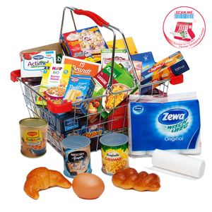 Kaufladenzubehör - Einkaufskorb - gefüllt