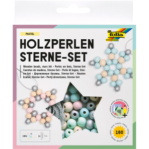 Holzperlen Sterne-Set Pastell