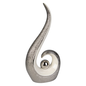 Standdeko - aus Keramik - ca. 16 x 9 x 33 cm - silber
