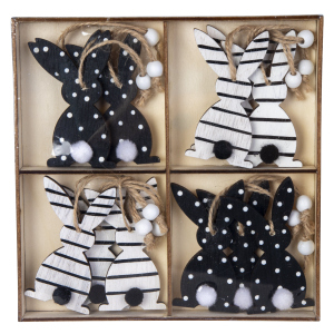 Dekohänger - Hasen - aus Holz - ca. 8 cm - 12 Stück