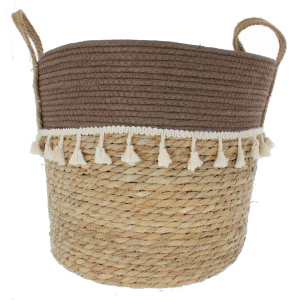 Pflanzkorb braun/weiß  - ca. 35 x 30 cm
