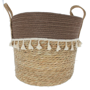 Pflanzkorb braun/weiß - ca. 30 x 28 cm