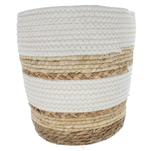Pflanzkorb braun/weiß gestreift - ca. 16 x 16 cm