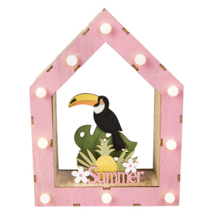 LED-Haus - Tukan - aus Holz - ca. 17,5 x 6 x 23 cm