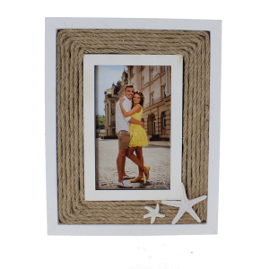 Bilderrahmen - Seesterne - Holz mit Kordel - ca. 19 x 1,5 x 24 cm