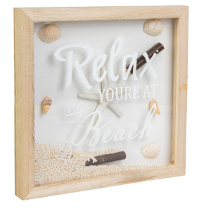 Bild - Relax you're at the beach - aus Holz und Glas - ca. 20 x 2,5 x 20 cm