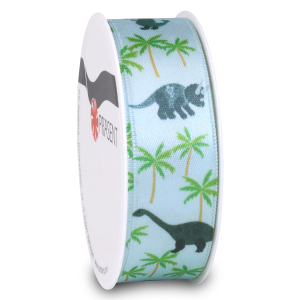 Geschenkband - Dino - ca. 300 x 2,5 cm - braun