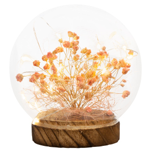 LED-Kugel - Blumen - aus Glas - Ø = ca. 12 cm - rosa