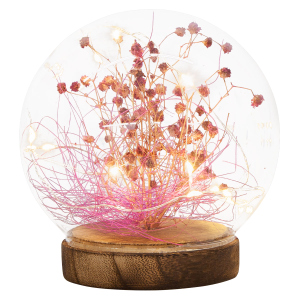 LED-Kugel - Blumen - aus Glas - Ø = ca. 12 cm - lila