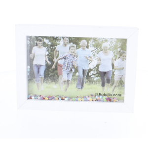 Bilderrahmen - weiß - mit Konfetti - aus Holz - ca. 18 x 13 x 2,5 cm