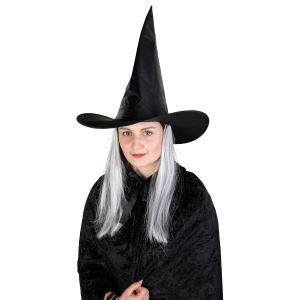 Hexenhut mit grauen Haaren - für Erwachsene