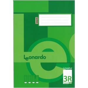 Schulheft - DIN A4 - Lineatur 3R - liniert mit Rand - 16 Blatt