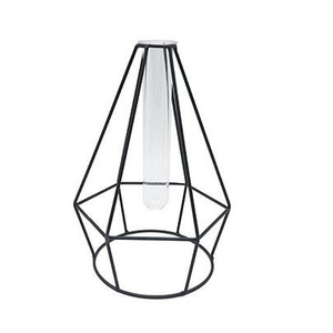 Vase - Tropfen - schwarz/klar - aus Metall und Glas - 12x10x15 cm