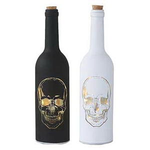 LED-Flasche - Totenkopf - aus Glas - ca. 7 x 28 cm - 1 Stück