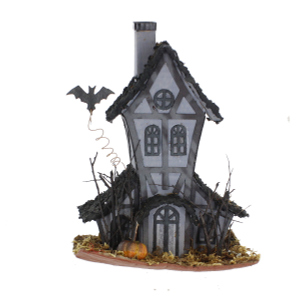 Spukhaus schwarz - aus Holz - ca. 24 x 18 x 31 cm