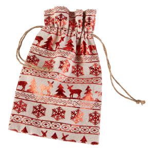 Nikolaussäckchen rot/weiß - aus Textil - ca. 20 x 13 cm