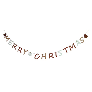 Girlande - Merry Christmas - aus Holz - 12 x 185 cm