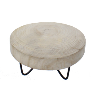 Dekoplatte - Holz mit Metallfüßen - ca. 24 x 13 cm