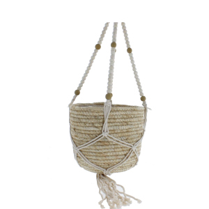 Blumenampel - aus Textil und Naturmaterialien - ca. 18 x 80 cm