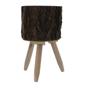 Topf mit Füßen - aus Holz - 18x14/30 cm