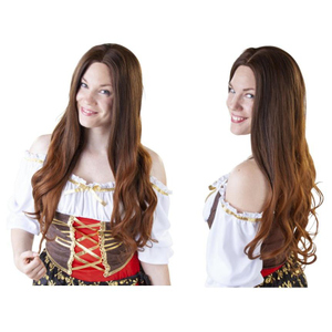 Langhaarperücke für Erwachsene - Braune Locken