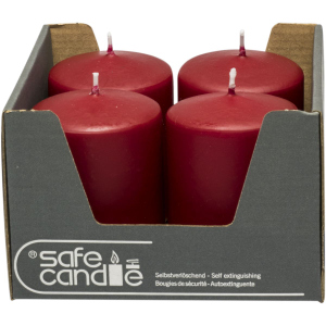 Stumpenkerzen - kaminrot - 4er Set - ca. 6 x 10 cm