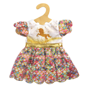 Puppen Glitzerkleid - Einhorn Goldy - Größe 35 - 45 cm 
