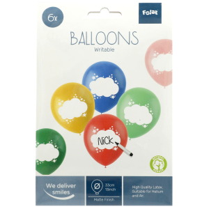 Luftballon-Set - Zum Beschriften - bunt - Ø= ca.  33 cm - 6 Stück