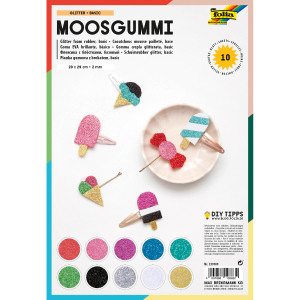 Folia - Moosgummi Glitter Basic, 10 Blatt