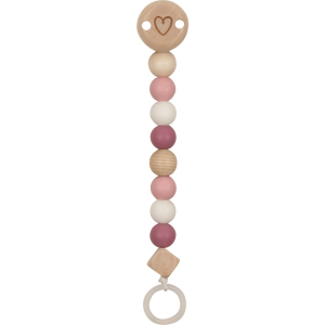Goki Baby - Schnullerkette - Herz - natur/rosa